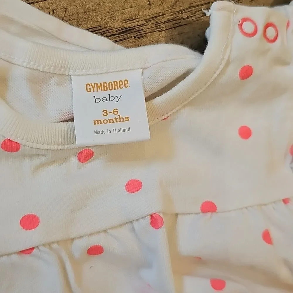Gymboree White Romper with Pink Polka Dots 3-6 Months